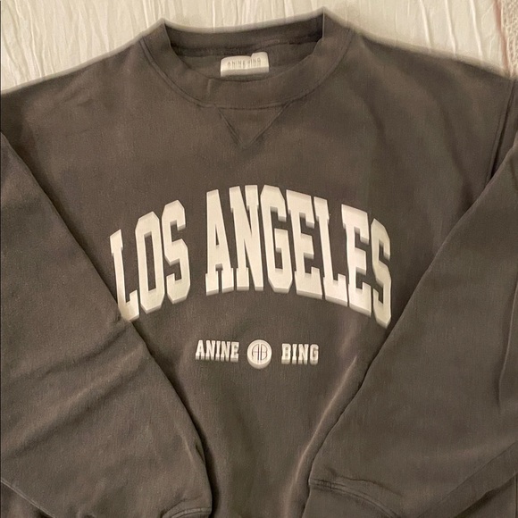Anine Bing Charcoal Crewneck Sweatshirt Los Angeles - Picture 2 of 7